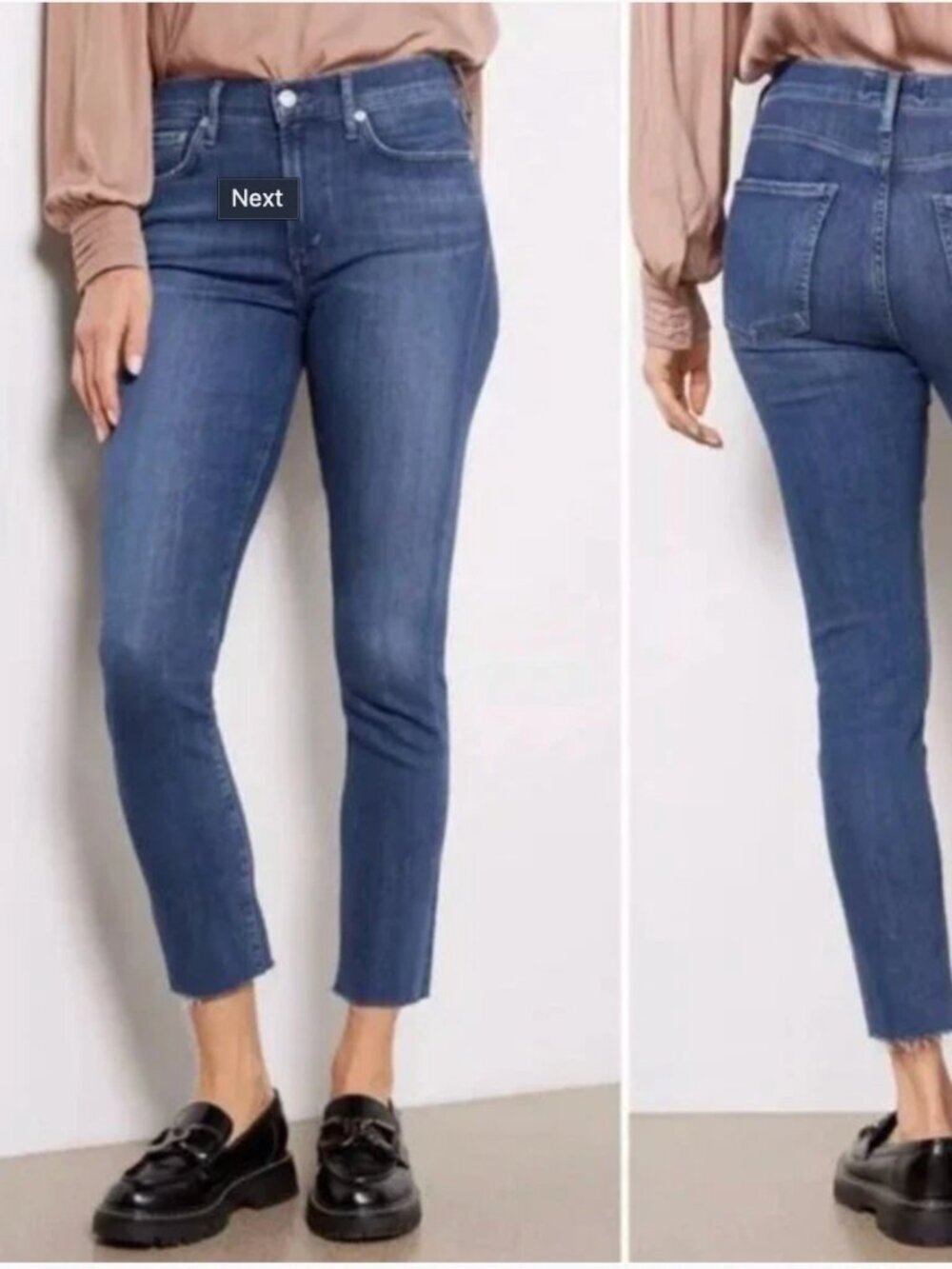 Agolde Sophie Crop Jeans Cotton Denim Stretch Skinny Raw Hem Pants Blue Size 28
